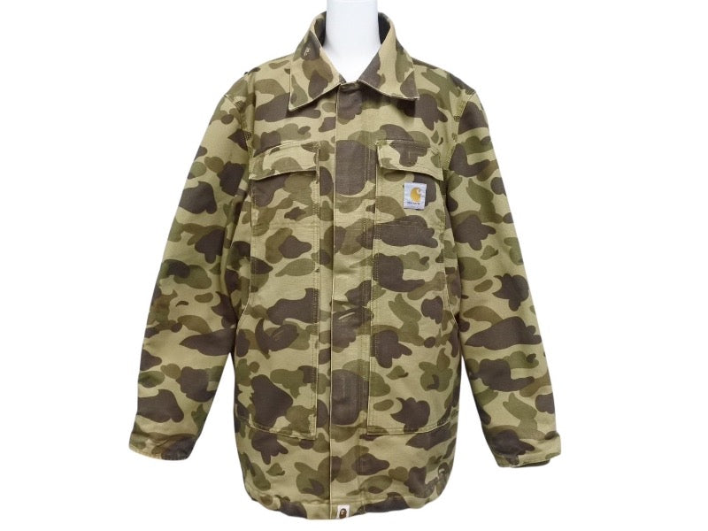 A BATHING APE アベイシングエイプ × CARHARTT カーハート アクティブジャケット ACE-04701 サイズS 06AW カモフラ柄 美品 中古 4b005758