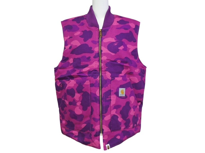 新品未使用 A BATHING APE アベイシングエイプ カーハート 初期 ベスト コットン ポリエステル パープル 中古 サイズL 4b005759