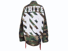 画像をギャラリービューアに読み込む, OFF WHITE オフホワイト Sahariana Jacket カモ柄 デニムジャケット デニムシャツ ワッペン 刺繍 迷彩 サイズS 美品 中古 4b005789