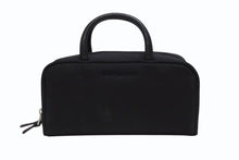 画像をギャラリービューアに読み込む, 極美品 BURBERRY バーバリー ロゴ 化粧ポーチ ミニハンドバッグ コットン レザー ブラック シルバー金具 中古 4b005795