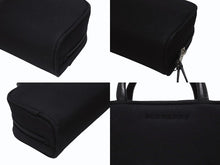 画像をギャラリービューアに読み込む, 極美品 BURBERRY バーバリー ロゴ 化粧ポーチ ミニハンドバッグ コットン レザー ブラック シルバー金具 中古 4b005795