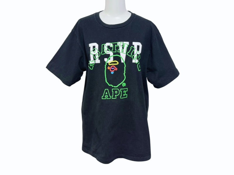 A BATHING APE アベイシングエイプ RSVP アールエスブイピー 半袖Tシャツ ブラック グリーン ホワイト サイズM 美品 中古 4b005826