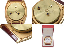 画像をギャラリービューアに読み込む, 極美品 CARTIER カルティエ Tortue トーチュ 置時計 重量約336.0g 白文字盤 クォーツ ゴールド ボルドー スイス製 中古 4b005829