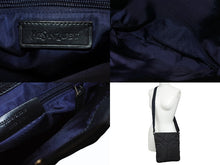 画像をギャラリービューアに読み込む, 極美品 YVES SAINT LAURENT イヴサンローラン ナイロン ショルダーバッグ ブラック ブラック ネイビー 273674.213317 シルバー金具 中古 4b005839