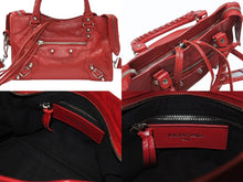 Load image into Gallery viewer, BALENCIAGA バレンシアガ クラシック ミニ シティ 2WAY ショルダーバッグ 300295 ロゴ レッド シルバー金具 美品 中古 4b005850