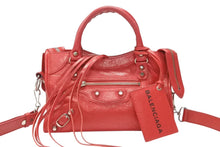Load image into Gallery viewer, BALENCIAGA バレンシアガ クラシック ミニ シティ 2WAY ショルダーバッグ 300295 ロゴ レッド シルバー金具 美品 中古 4b005850