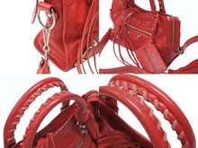 Load image into Gallery viewer, BALENCIAGA バレンシアガ クラシック ミニ シティ 2WAY ショルダーバッグ 300295 ロゴ レッド シルバー金具 美品 中古 4b005850