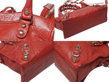 Load image into Gallery viewer, BALENCIAGA バレンシアガ クラシック ミニ シティ 2WAY ショルダーバッグ 300295 ロゴ レッド シルバー金具 美品 中古 4b005850