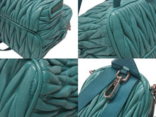 画像をギャラリービューアに読み込む, MIUMIU ミュウミュウ マイクロリュック チェーンショルダーバッグ マテラッセ ラムスキン ターコイズブルー シルバー金具 美品 中古 4b005851