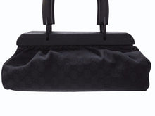 Load image into Gallery viewer, 極美品 GUCCI グッチ バンブー ハンドバッグ ウッド調 GGキャンバス イタリア製 レザー ブラック 中古 4b005856