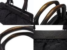 Load image into Gallery viewer, 極美品 GUCCI グッチ バンブー ハンドバッグ ウッド調 GGキャンバス イタリア製 レザー ブラック 中古 4b005856