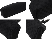 Load image into Gallery viewer, 極美品 GUCCI グッチ バンブー ハンドバッグ ウッド調 GGキャンバス イタリア製 レザー ブラック 中古 4b005856