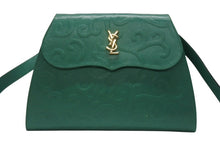 画像をギャラリービューアに読み込む, YvesSaintLaurent イヴ サンローラン LogoShoulderBag ロゴ ショルダーバッグ FF14623 WS14623 グリーン ゴールド金具 美品 中古 4b005858