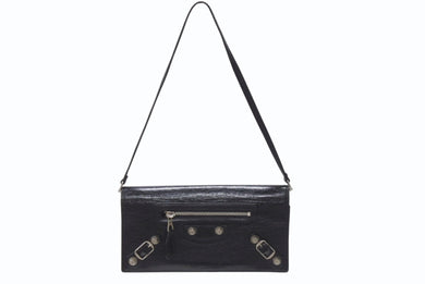 極美品 BALENCIAGA バレンシアガ ジャイアントコンチネンタル 長財布 ハンドバッグ ブラック シルバー金具 中古 4b005859