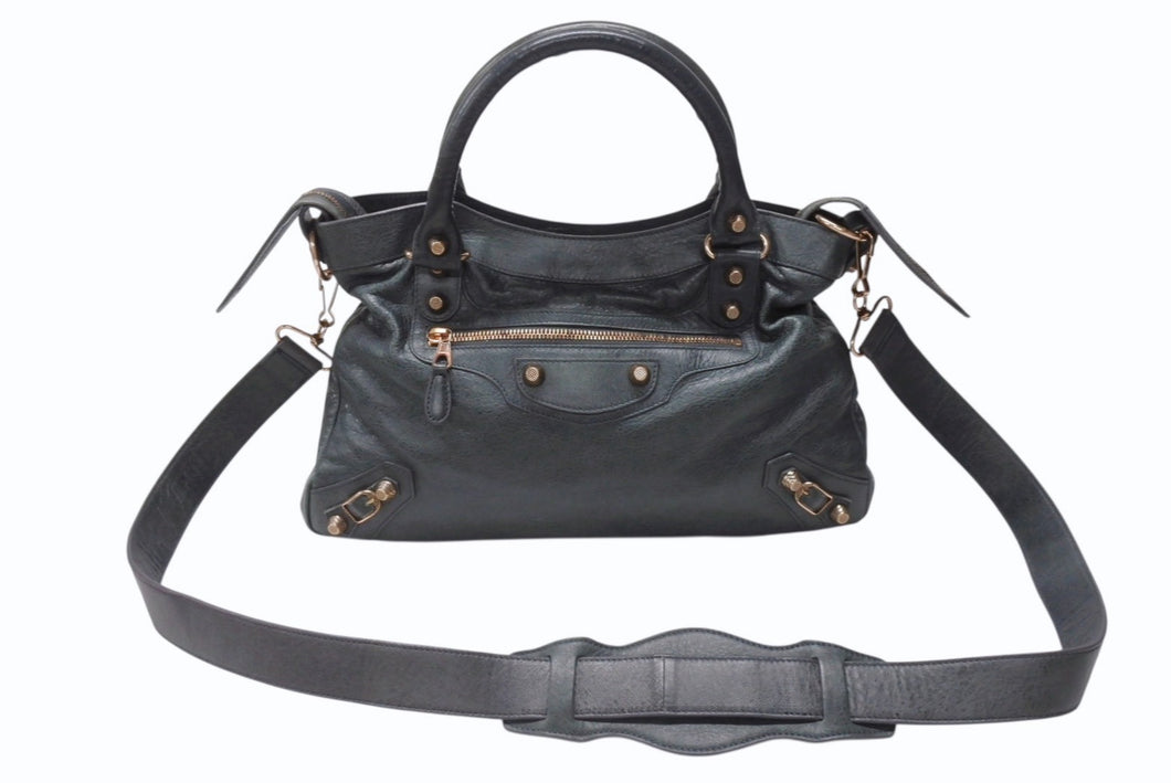 BALENCIAGA バレンシアガ City Giant シティ ジャイアント 2WAYバッグ ハンドバッグ ショルダーバッグ モスグリーン 美品 中古 4b005864