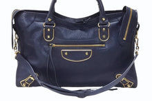 Load image into Gallery viewer, BALENCIAGA バレンシアガ クラシック メタリック エッジ シティ 2WAY ショルダーバッグ 390154 ネイビー ゴールド金具 美品 中古 4b005865