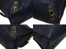 Load image into Gallery viewer, BALENCIAGA バレンシアガ クラシック メタリック エッジ シティ 2WAY ショルダーバッグ 390154 ネイビー ゴールド金具 美品 中古 4b005865
