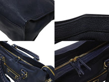 Load image into Gallery viewer, BALENCIAGA バレンシアガ クラシック メタリック エッジ シティ 2WAY ショルダーバッグ 390154 ネイビー ゴールド金具 美品 中古 4b005865