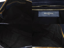 Load image into Gallery viewer, BALENCIAGA バレンシアガ クラシック メタリック エッジ シティ 2WAY ショルダーバッグ 390154 ネイビー ゴールド金具 美品 中古 4b005865