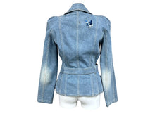 画像をギャラリービューアに読み込む, CHRISTIAN DIOR BOUTIQUE クリスチャンディオール フローラル バタフライ 刺繍 ジャケット 5A12022240 デニム ブルー サイズ36 美品 中古 4b005872