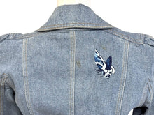 画像をギャラリービューアに読み込む, CHRISTIAN DIOR BOUTIQUE クリスチャンディオール フローラル バタフライ 刺繍 ジャケット 5A12022240 デニム ブルー サイズ36 美品 中古 4b005872
