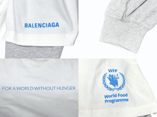 Load image into Gallery viewer, 極美品 BALENCIAGA バレンシアガ Food Holiday Two Piece Long Sleeved Shirt プリントロゴレイヤード長袖Tシャツ 698089 TMVL2 ホワイト サイズ3 中古 4b005873