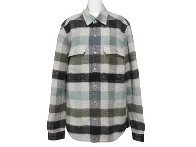 極美品 Rick Owens リックオウエンス シャツジャケット 22AW YZERR私物 RU02B2729-WFP チェック アルパカ 毛 サイズ48 中古 4b005882