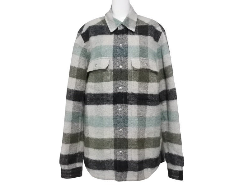 極美品 Rick Owens リックオウエンス シャツジャケット 22AW YZERR私物 RU02B2729-WFP チェック アルパカ 毛 サイズ48 中古 4b005882