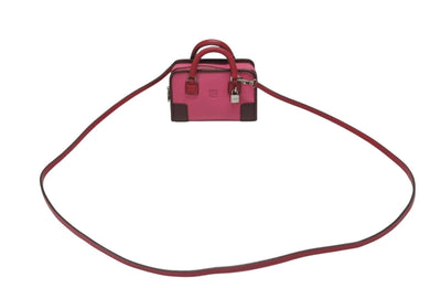 LOEWE ロエベ アマソナ マイクロ ミニ 2WAY ハンドバッグ ショルダーバッグ ポーチ レザー ピンク ボルドー シルバー金具 美品 中古 4b005904