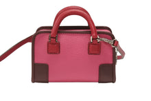 画像をギャラリービューアに読み込む, LOEWE ロエベ アマソナ マイクロ ミニ 2WAY ハンドバッグ ショルダーバッグ ポーチ レザー ピンク ボルドー シルバー金具 美品 中古 4b005904