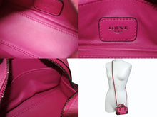 画像をギャラリービューアに読み込む, LOEWE ロエベ アマソナ マイクロ ミニ 2WAY ハンドバッグ ショルダーバッグ ポーチ レザー ピンク ボルドー シルバー金具 美品 中古 4b005904