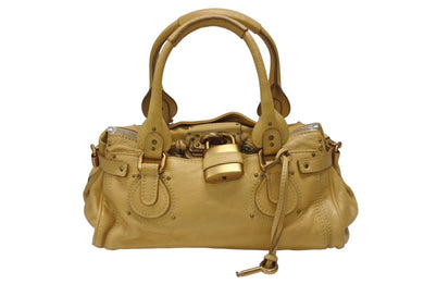 Chloe クロエ パディントン ショルダーバッグ ハンドバッグ 020651 5276 レザー ベージュ ゴールド金具 美品 中古 4b005929