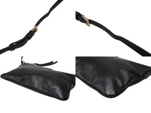 画像をギャラリービューアに読み込む, 極美品 PRADA プラダ ショルダーバッグ 斜め掛けバッグ ミニバッグ トライアングルロゴ レザー ブラック ゴールド金具 中古 4b005933