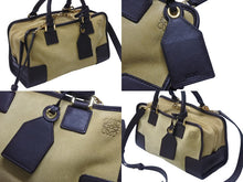 画像をギャラリービューアに読み込む, LOEWE ロエベ アナグラム ハンドバッグ ショルダーバッグ 2WAY アマソナ28 スウェード レザー ブラウン ベージュ 美品 中古 4b005941