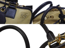 画像をギャラリービューアに読み込む, LOEWE ロエベ アナグラム ハンドバッグ ショルダーバッグ 2WAY アマソナ28 スウェード レザー ブラウン ベージュ 美品 中古 4b005941