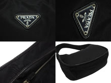 Load image into Gallery viewer, PRADA プラダ ワンショルダーバッグ ブラック ナイロン レザー ハンドバッグ BR0744 トライアングルロゴ 美品 中古 4b005997