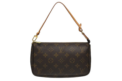 LOUIS VUITTON ルイヴィトン ポシェット アクセソワール アクセサリーポーチ M51980 モノグラム ブラウン レザー PVC 美品 中古 4b006003