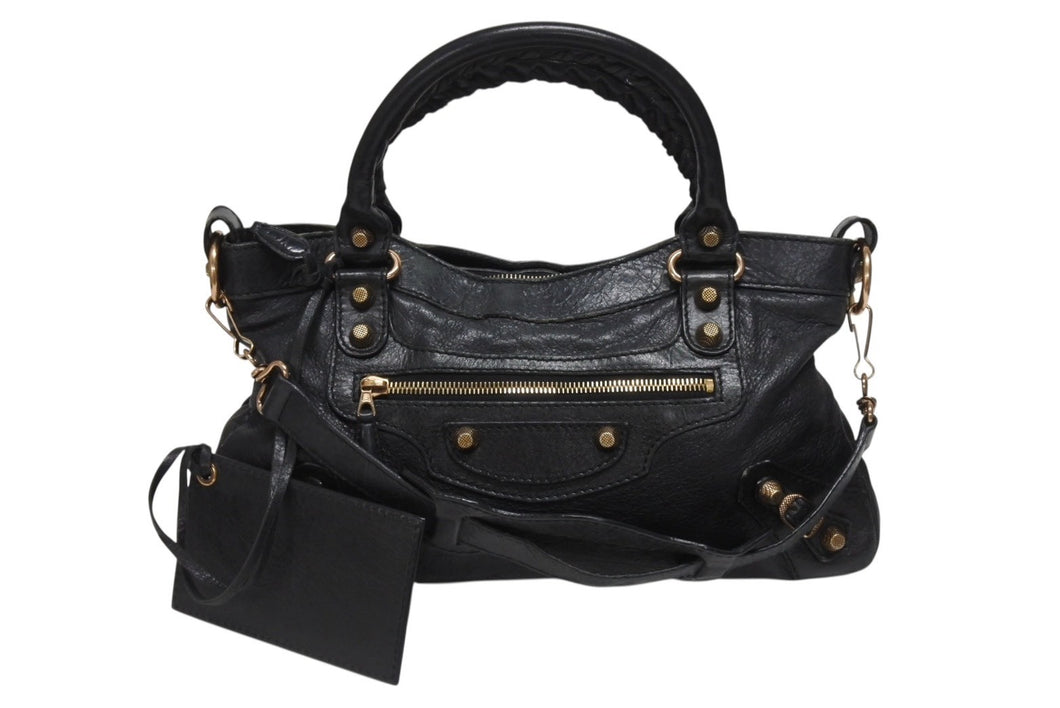 BALENCIAGA バレンシアガ ジャイアント ファースト 2wayバッグ レザー 285433・1000 213043 ブラック 美品 中古 4b006009