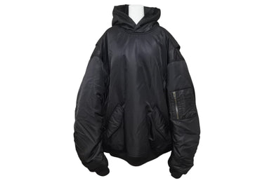 極美品 BALENCIAGA バレンシアガ 22AW Sporty B Pull-Over Bomber スポーティー B プルオーバー ボンバー ジャケット ブラック ナイロン 720157 サイズ2 中古 4b006025