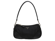 Load image into Gallery viewer, PRADA プラダ テスート ワンショルダーバッグ ブラック ナイロン レザー ハンドバッグ トライアングルロゴ BR2050 シルバー金具 美品 中古 4b006034