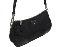 Load image into Gallery viewer, PRADA プラダ テスート ワンショルダーバッグ ブラック ナイロン レザー ハンドバッグ トライアングルロゴ BR2050 シルバー金具 美品 中古 4b006034