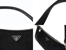 Load image into Gallery viewer, PRADA プラダ テスート ワンショルダーバッグ ブラック ナイロン レザー ハンドバッグ トライアングルロゴ BR2050 シルバー金具 美品 中古 4b006034