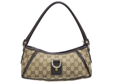 極美品 GUCCI グッチ ワンショルダーバッグ ハンドバッグ 130939 GGキャンバス レザー ベージュ ブラウン ゴールド金具 中古 4b006038