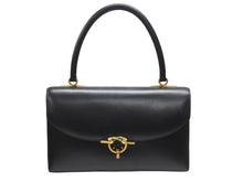 Load image into Gallery viewer, HERMES エルメス コルドリエール ハンドバッグ ボックスカーフ ブラック ゴールド金具 ○W刻印 1993年 美品 中古 4b006083