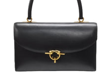 Load image into Gallery viewer, HERMES エルメス コルドリエール ハンドバッグ ボックスカーフ ブラック ゴールド金具 ○W刻印 1993年 美品 中古 4b006083