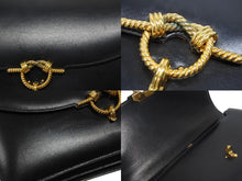 Load image into Gallery viewer, HERMES エルメス コルドリエール ハンドバッグ ボックスカーフ ブラック ゴールド金具 ○W刻印 1993年 美品 中古 4b006083