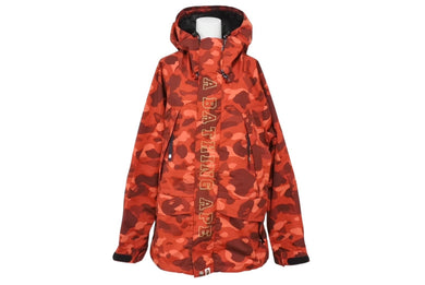 極美品 A BATHING APE アベイシングエイプ スノーボードジャケット カモ柄 1ST 0ZXLJM140003M ナイロン レッド サイズL 中古 4b006111