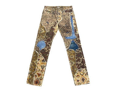 KAPITAL キャピタル パッチワーク レオパード コーデュロイ デニムパンツ KAPITAL KOUNTRY コットン ブラウン サイズ34 美品 中古 4b006112