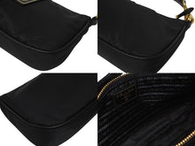 画像をギャラリービューアに読み込む, 新品未使用 PRADA プラダ ワンショルダーバッグ ナイロン サフィアーノレザー ブラック イタリア製 ゴールド金具 中古 4b006145