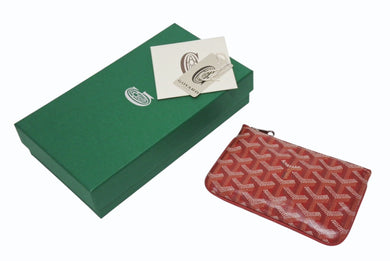 極美品 GOYARD ゴヤール セナ ミニ ポーチ SENAT2MINTY09CL09P レザー PVC レッド シルバー金具 中古 4b006163